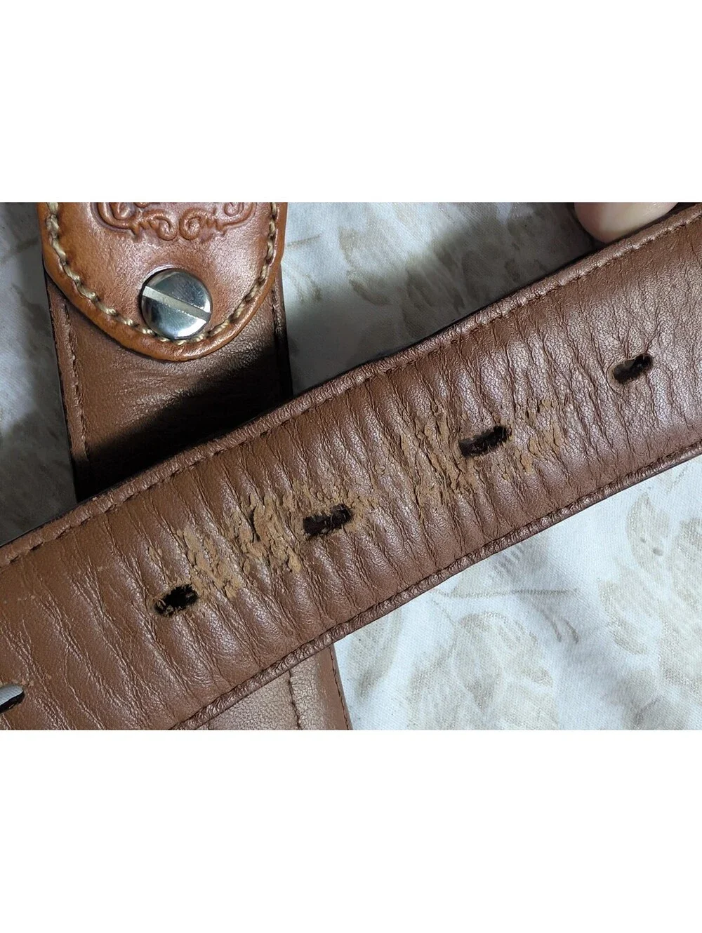 Tony Lama Brown Leather Tooled Western Belt Size 44?
